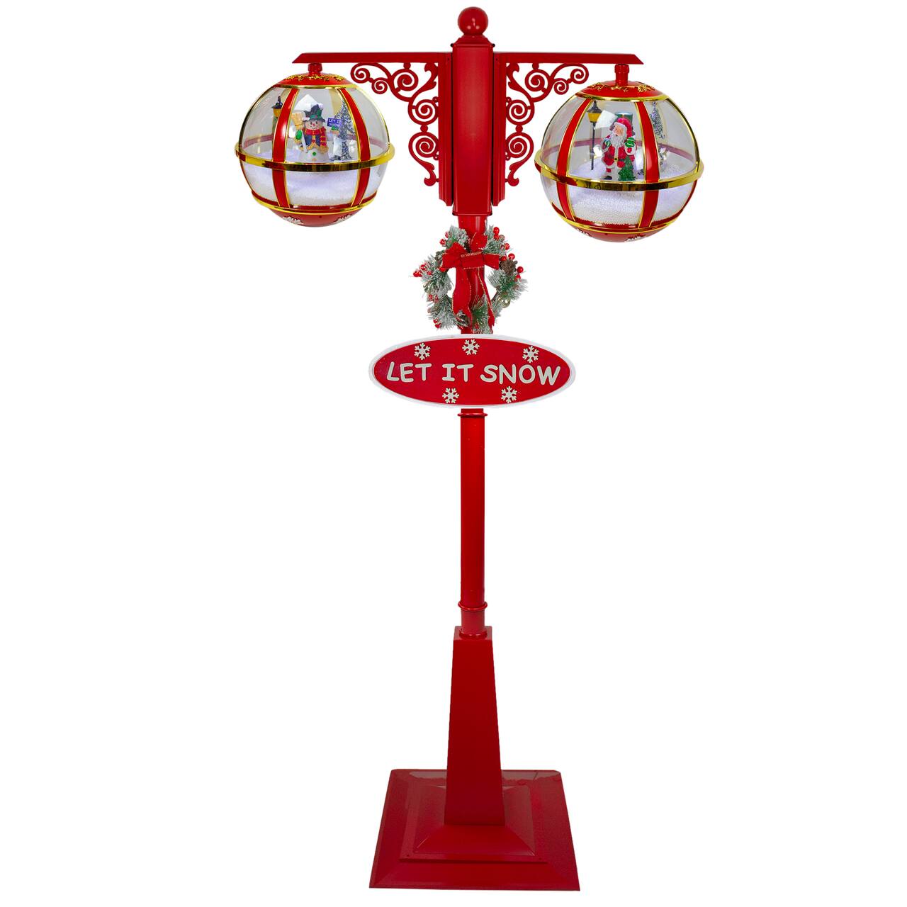6ft. Lighted Red & Gold Musical Double Christmas Street Lamp